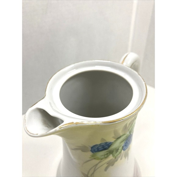 Antique Nippon Coffee Tea Pot 9" Hand Painted Violets Pink Flowers 1891-1921 - Picture 6 of 16